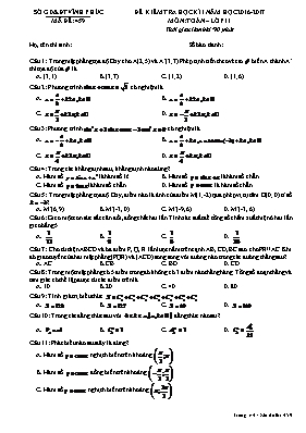 Đề kiểm tra học kì I môn Toán  Lớp 11 (Mã đề 459)